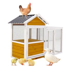 Large outdoor chicken coop Wooden chicken coop, duck coop with nest box, bird cage, rabbit cage - waterproof PVC board ( yellow brown gradient 80Â°)