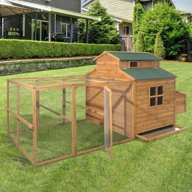 113inches Super large chicken coop, Cunninghamia lanceolata, outdoor rabbit coop, rain insulation roof, egg box, leakproof tractor tray and ramp