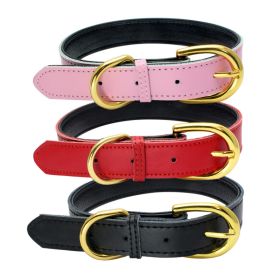 Genuine Leather Dog Collar; Wide Dog Collar; Soft Padded Breathable Adjustable Tactical Waterproof Pet Collar (Specification (L * W): M 42*2.0cm, colour: yellow)