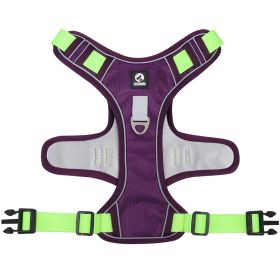 dog Harnesses; Cross border New Pet Towing Rope Vest Large Dog Chest Strap Reflective Explosion proof Flushing Dog Towing Rope (Specification (L * W): S, colour: purple)