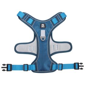 dog Harnesses; Cross border New Pet Towing Rope Vest Large Dog Chest Strap Reflective Explosion proof Flushing Dog Towing Rope (Specification (L * W): S, colour: Lake blue)