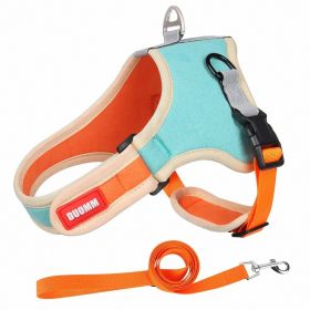 dog Harnesses and dog leash set; Suede Pet Chest Strap Saddle Vest Style Dog Chest Back Reflective Dog Strap Dog Rope Wholesale (Specification (L * W): M, colour: Green)