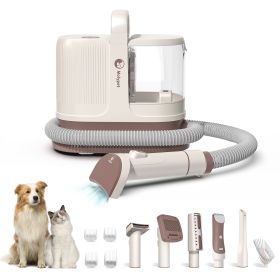 Dog Vacuum for Shedding Grooming, 6-In-1 Dog Grooming Kit & Vacuum Suction 99% Pet Hair - Lightweight Large Dust Box (Color: Cream + Cinnamon)