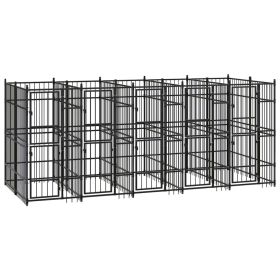 Outdoor Dog Kennel Steel 99.2 ftÂ² (Color: Black)