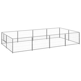 Dog Kennel Silver 86.1 ftÂ² Steel (Color: Silver)